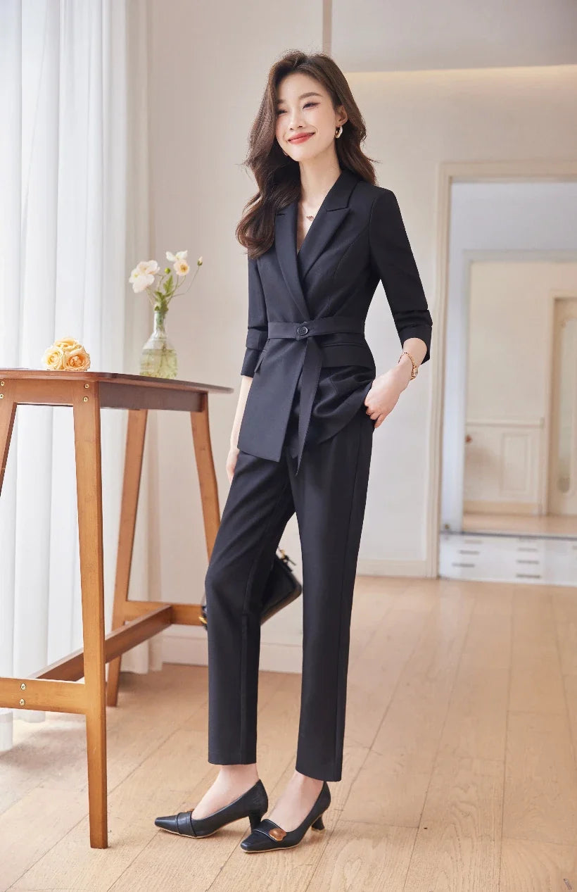 Professional Long-Sleeved Trouser Suits for Women, Fashionable Trousers, High Quality, Show, Elegant, New, Autumn and Winter