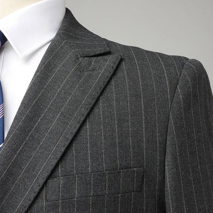 Men's Suit Double-Breasted Slim Fit Striped Two-Piece Set for Wedding & Business