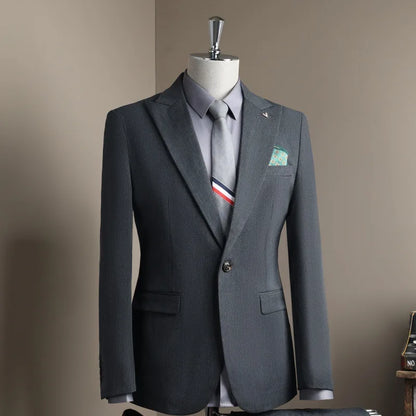 Man Blazer Spring Autumn Turn Down Collar Single-breasted Male Outerwear Business Casual Long Sleeve Versatile Men Suit Coat