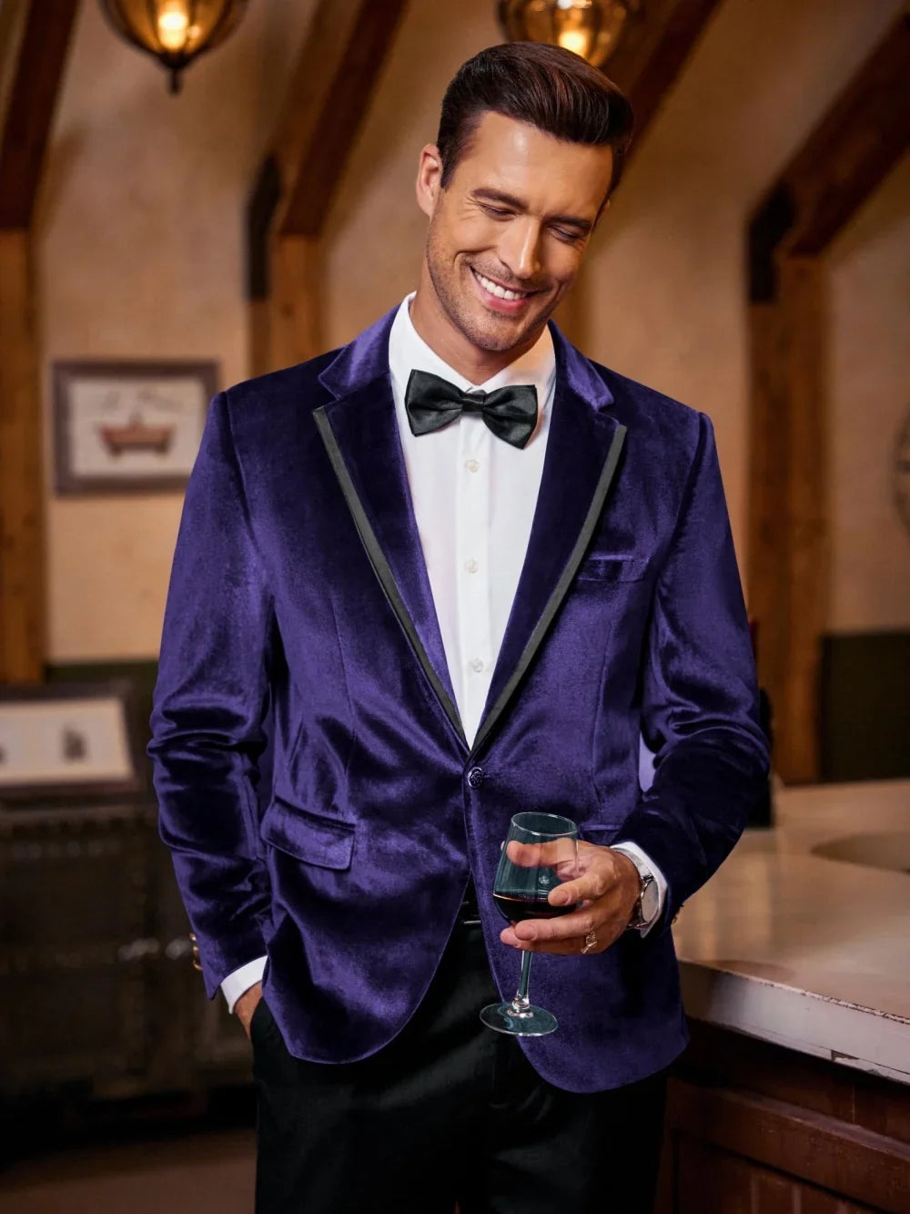 New Velvet Suit Set 2 Pieces For Men Chic Double Breasted Man Suits Business Office Wear Elegant Peak Lapel Party Tuxedo XS-6XL