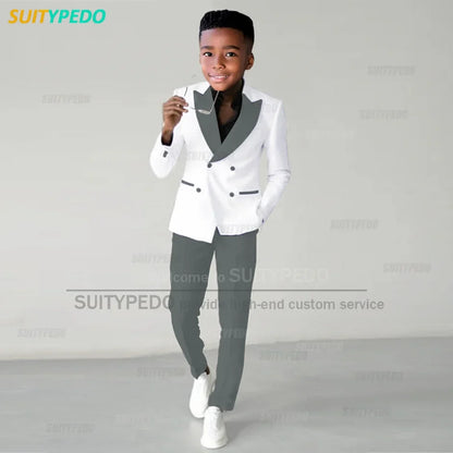 Fashion Children Suit Sets Luxury Wedding Party Flower Boys Slim Fit Costumes Graduation Ceremony Formal Blazer Pants Two Pieces