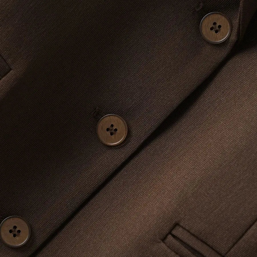Brown Suit Vest for Women Spring and Autum Short Single-Breasted Slim Workplace Elegant Sleeveless Top Jacket