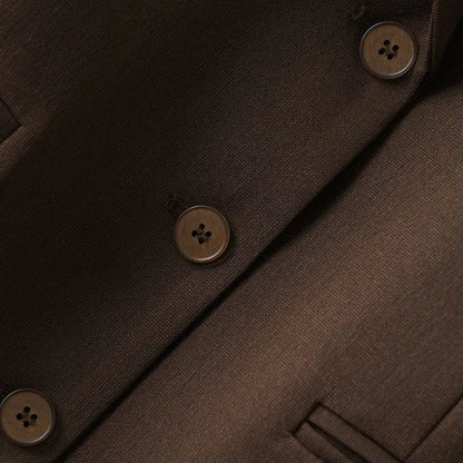 Brown Suit Vest for Women Spring and Autum Short Single-Breasted Slim Workplace Elegant Sleeveless Top Jacket