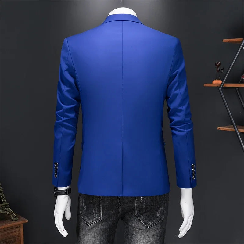 Men's Slim Fit Single-Breasted Blazer for Business Casual and Wedding Occasions