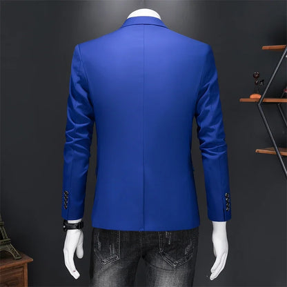 Men's Slim Fit Single-Breasted Blazer for Business Casual and Wedding Occasions