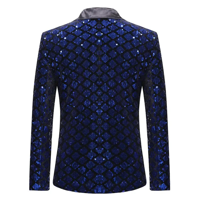 Men's Suit Jacket Autumn and Winter New High-quality Men's Polka Collar Suit Stage Banquet Hosting Party Diamond Sequin Dress