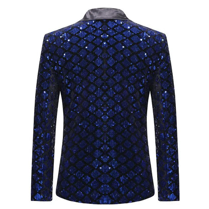Men's Suit Jacket Autumn and Winter New High-quality Men's Polka Collar Suit Stage Banquet Hosting Party Diamond Sequin Dress