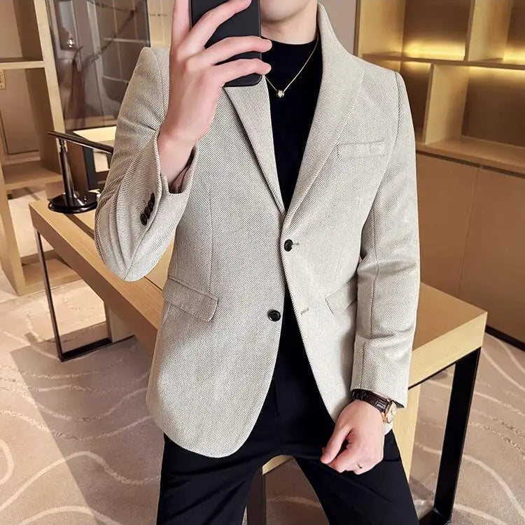 New Chinese Style Stand Collar Fashion Casual Suit Jacket Autumn Winter New Slim Fit Business Formal Social Prom Party Tuxedos