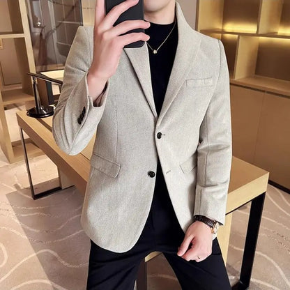 New Chinese Style Stand Collar Fashion Casual Suit Jacket Autumn Winter New Slim Fit Business Formal Social Prom Party Tuxedos