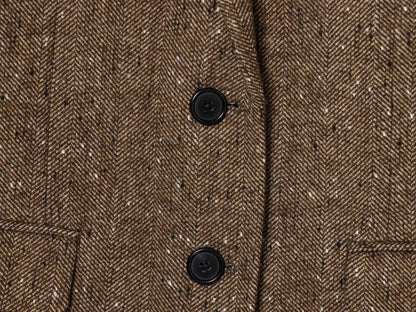 Woman Winter Lapel Pocket Decoration Single Breasted Long Sleeves Herringbone Twill Blazer Female Leisure Street Style Coat