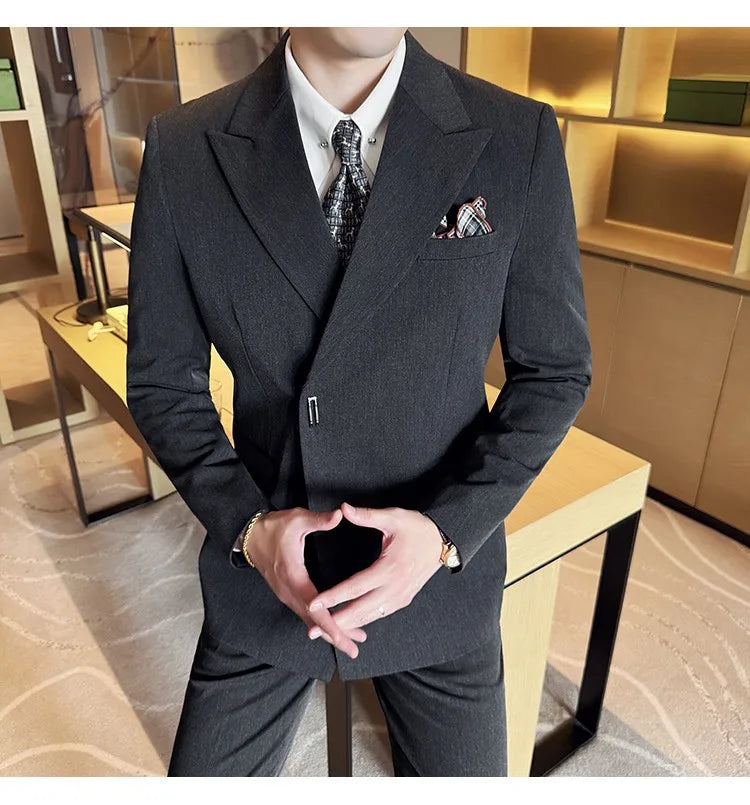 Men's 3-Piece Slim Fit Suit Set – Jacket, Vest & Pants for Wedding, Prom & Business