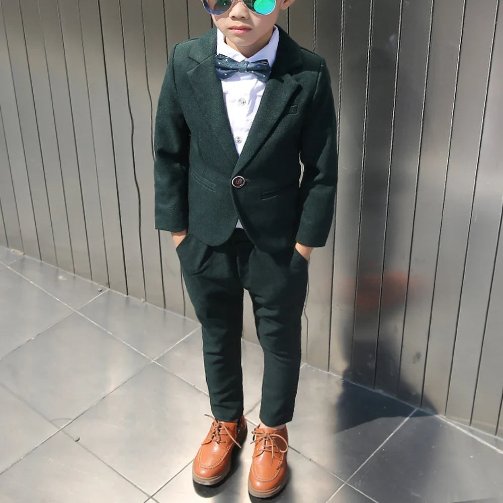 Fashion Children's Clothing 2 Pieces Good Quality Notch Lapel Single Breasted Blazer Sets Formal Casual Costume Wedding Tuxedo