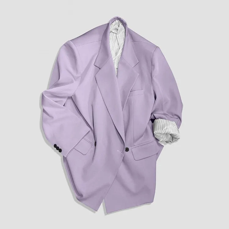 Men's Loose Fit Double Breasted Two-Piece Suit Set – Business Casual