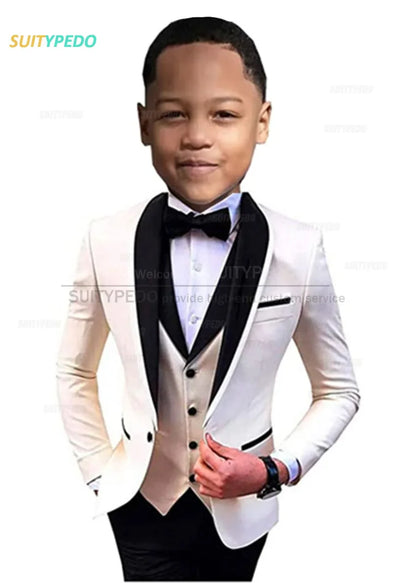 Elegant Lavender Boy's Suit Set Evening Party Classic Children's Clothing Kids Baptism Formal 3 Pieces Custome Blazer Vest Pants