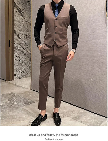 Men's 3-Piece Slim Fit Suit – Smart Casual Blazer, Vest & Pants for Business, Wedding & Formal Occasions