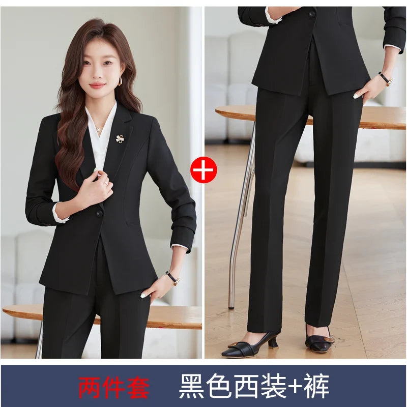 2026 Professional Womens Autumn and Winter New Two-Piece Long-Sleeved Suit + Trousers. Fashion Boutique Suit