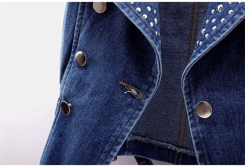 2025 Femme Cowboy Vest Outwear Spring Women Fashion Large Size 5XL Denim Waistcoat Coat Ladies Double-breasted Sleeveless Jacket
