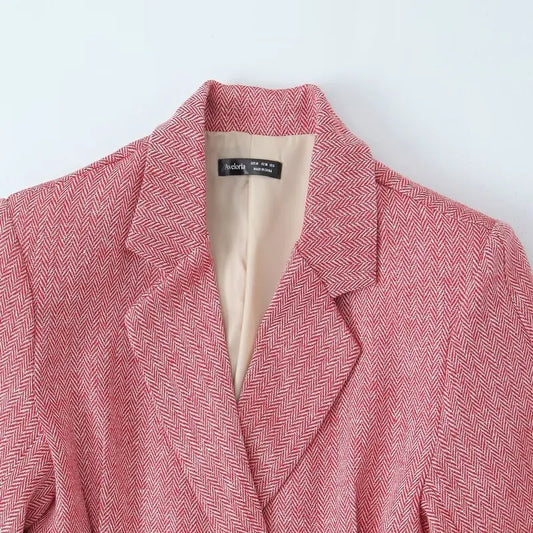 Winter 2025 Women's Loose Versatile Commute High-End Plaid Suit Jacket Elegant Long Sleeve Double-Breasted Short Outerwear