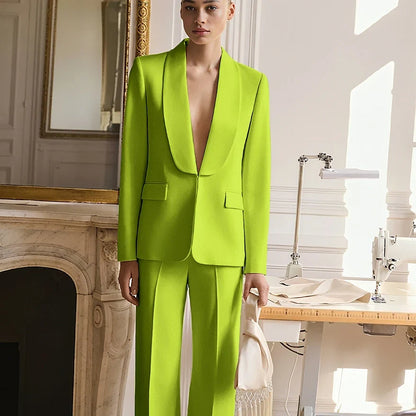 Wedding Guest Suits for Women Elegant Bride Mother Groom Blazer Set Shawl Lapel 2Pieces(Jacket+Pants) Hidden Button Custom