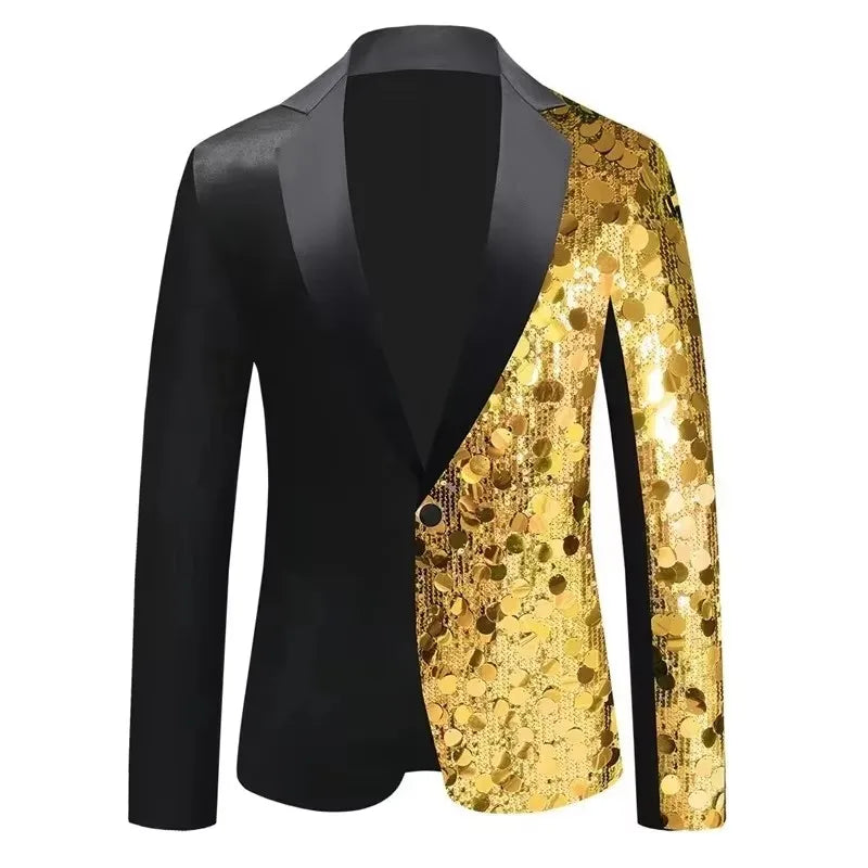 Men's Personality Shiny Sequins Suit Jackets Male Bar Nightclub Singer Tour Concert Stage Shiny Blazers Tuxedo Party Costume