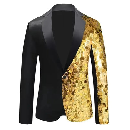 Men's Personality Shiny Sequins Suit Jackets Male Bar Nightclub Singer Tour Concert Stage Shiny Blazers Tuxedo Party Costume