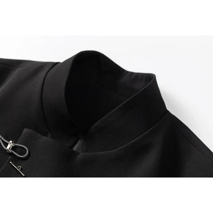 Chinese Style Metal Plate Buckle Designer Loose Mens Blazer Masculino Veste Pour Homme Vintage Man Black Yamamoto Suits Jacket