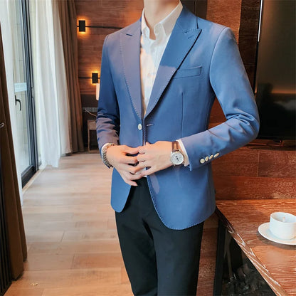 2022 Classic Green Blue Jacket Uniform Groom Tuxedos Mens Wedding Suits Peaked Lapel Man Business Blazer Groomsmen Prom Dress