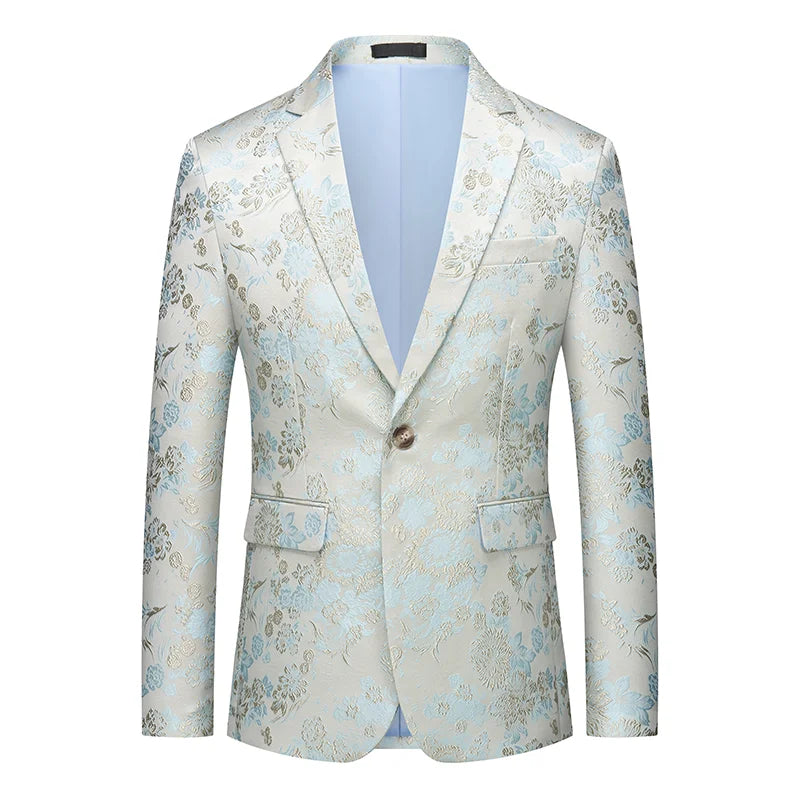 Men's Printed Suit Jacket – Paisley Floral Single Breasted Party Blazer for Men – Plus Size