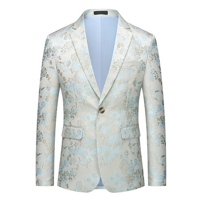 Men's Printed Suit Jacket – Paisley Floral Single Breasted Party Blazer for Men – Plus Size