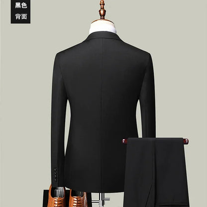 Men's Solid Color Formal Suit for Business, Banquet, and Wedding