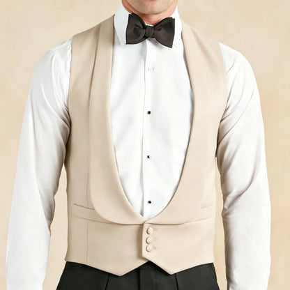 Men's Formal Vest Single Breasted Lapel Waistcoat for Weddings & Business