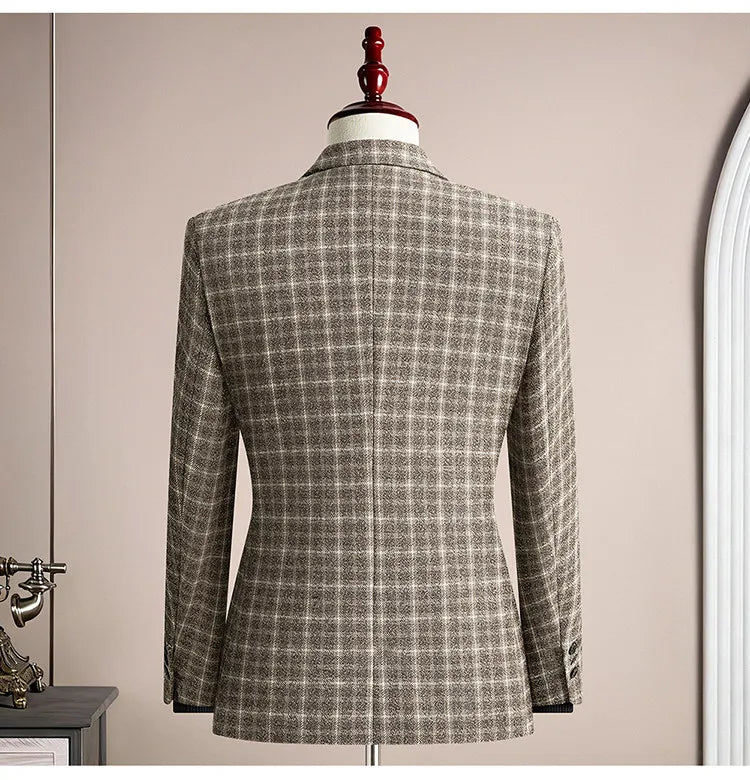 Men's Blazer Single Breasted Casual Business Jacket — Black & Coffee Brown