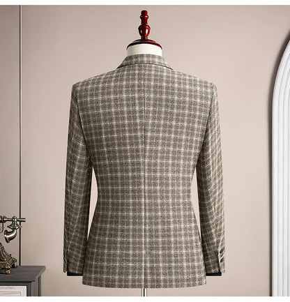 Men's Blazer Single Breasted Casual Business Jacket — Black & Coffee Brown