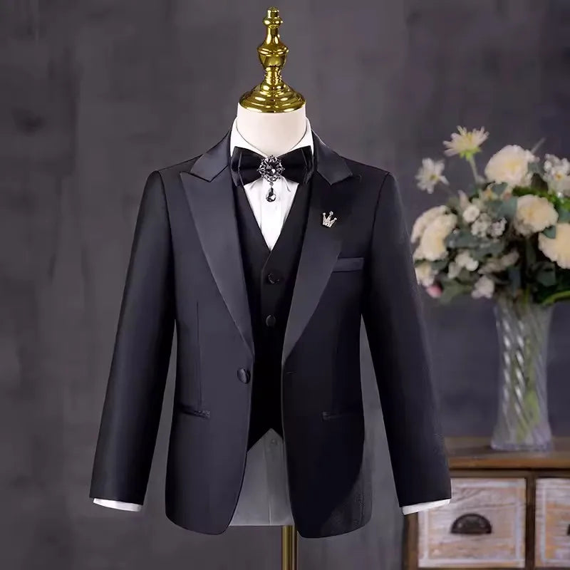 Flower Boys Piano Photography Suit Kids Party Ceremony Costume Children Birthday Wedding Prom Eve Wear Performance Tuxedo Dress