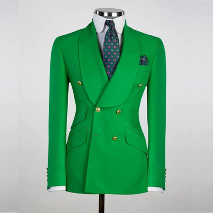 Men's Hot Pink Double Breasted Shawl Lapel Solid Color One Piece Wedding Groom's Costume Jacket Regular Fit