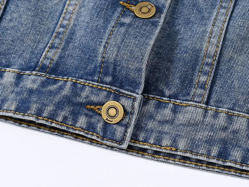 Women Denim Vest Coat Rough O Neck Vintage Short Sleeveless Jacket Female Cowboy Waistcoat Casual Tops Chaleco Mujer Outerwear