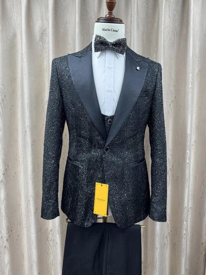Glitter Luxurious Men's Formal Suits 3 Pieces Dancing Wear Elegant Peak Lapel Suit Set For Men Business Party Outfit S-3XL
