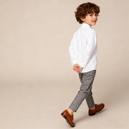 Kids Suit Trousers Plaid Elastic Waist Smart Casual Pants for Boys and Girls