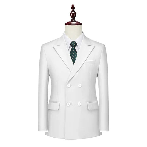 Men's Double Breasted Blazer – Formal Solid Color Suit Jacket for Weddings & Business