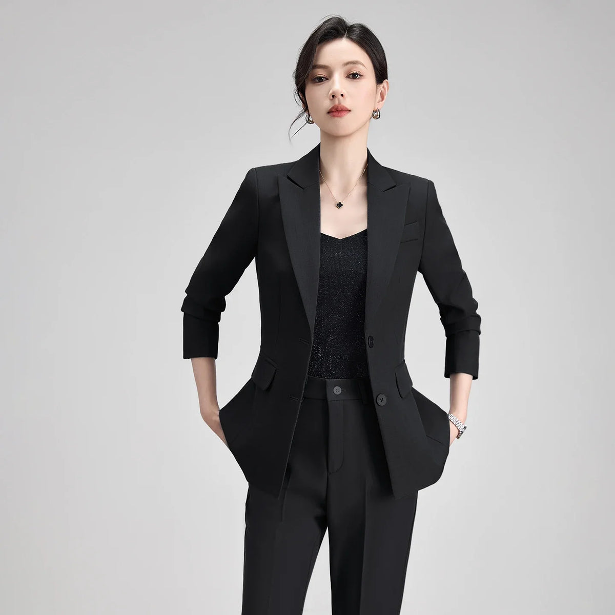 Ladies Office Formal Trousers Suit for Women Autumn Elegant Long Sleeve Blazer and Pants Twe Pieces Matching Sets Outfits