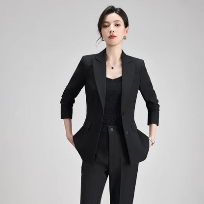 Ladies Office Formal Trousers Suit for Women Autumn Elegant Long Sleeve Blazer and Pants Twe Pieces Matching Sets Outfits
