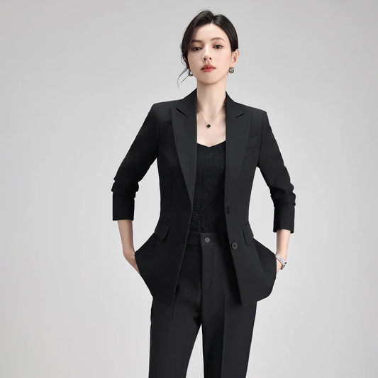 Ladies Office Formal Trousers Suit for Women Autumn Elegant Long Sleeve Blazer and Pants Twe Pieces Matching Sets Outfits