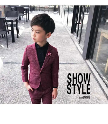 Kids Wedding Ceremony Slim Suit Children Formal Blazers Pants 2Pcs Photography Clothes Good Quality Baby Boys Handsome Suit