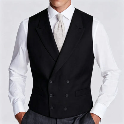 Men's Formal Vest Double Breasted Lapel Waistcoat for Weddings and Business