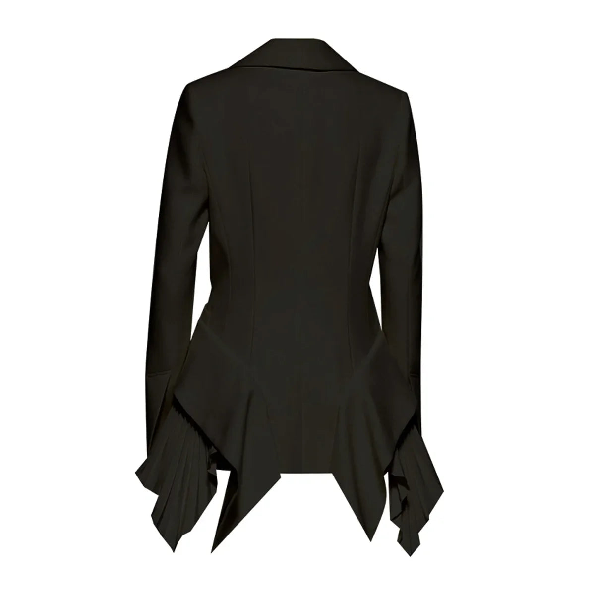 Women Blazer Elegant Turn-down Collar Single Button Patchwork Pleated Hem Slim Fit High-end Chic Coat Spring Autumn HK22596