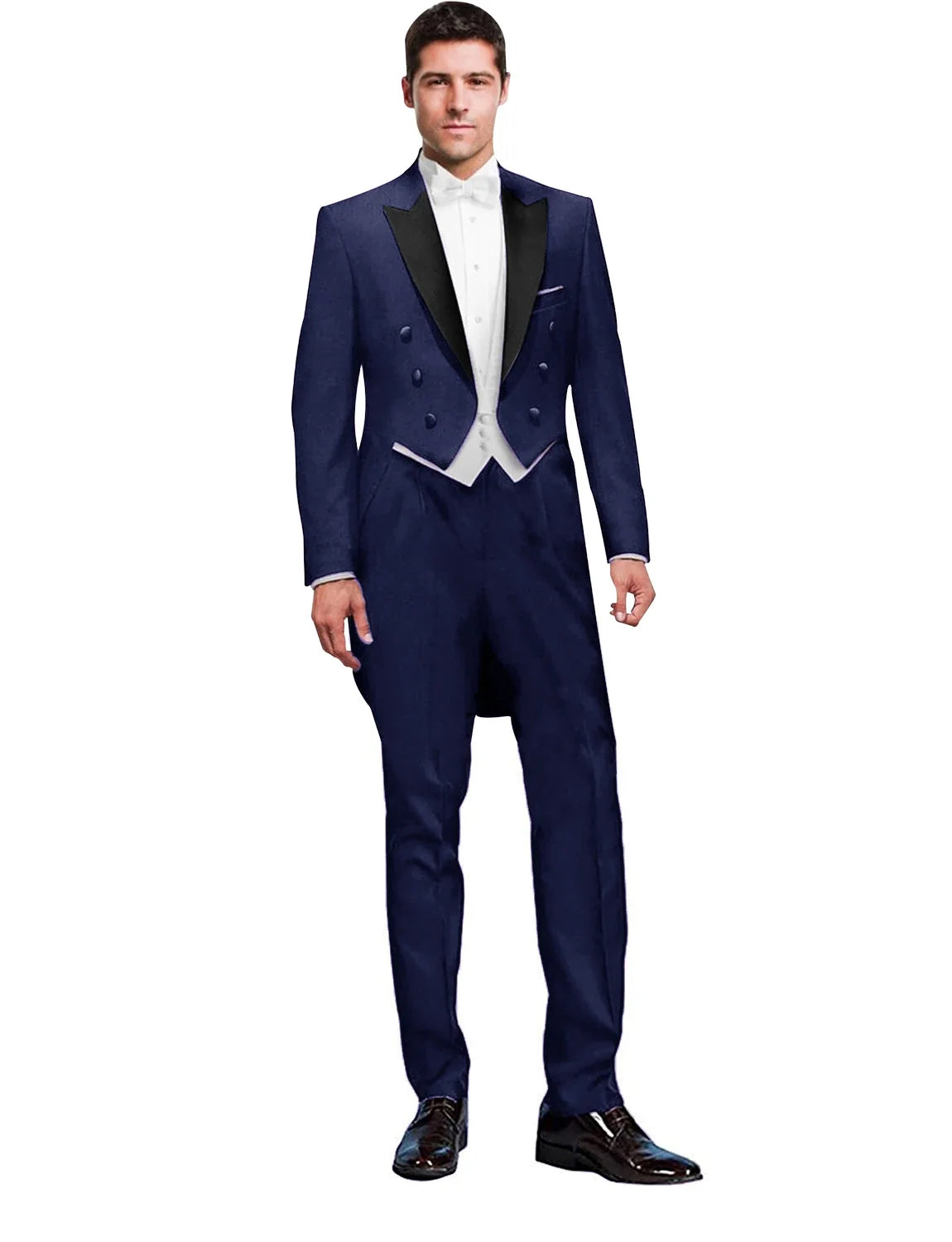 Costume 3 Pièces Solide pour Homme, Smoking de Mariage, Blazer Long, Garçon d'Honneur, Bal de Promo, Costume Masculin Tendance (Veste+Gilet+Pantalon)