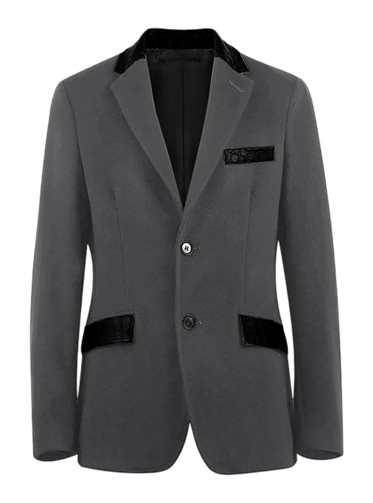 Men's Wool Blend Blazer Black Croc Print Lapel Collar Slim Fit Formal Business Casual Suit Jacket Autumn Winter Sport Coat