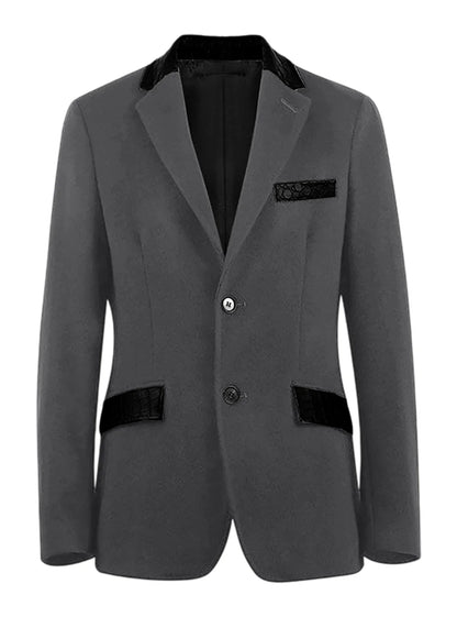 Men's Wool Blend Blazer Black Croc Print Lapel Collar Slim Fit Formal Business Casual Suit Jacket Autumn Winter Sport Coat