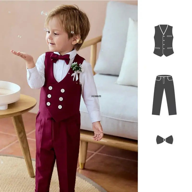 Boys Formal Suit Set – Vest, Pants & Bowtie for Kids