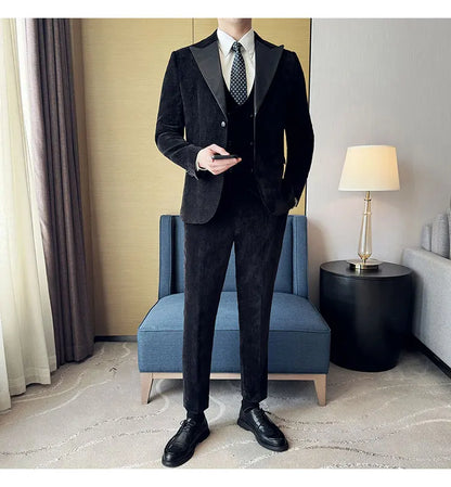 Men's Slim Fit 3-Piece Suit – Smart Casual & Wedding Formal Set